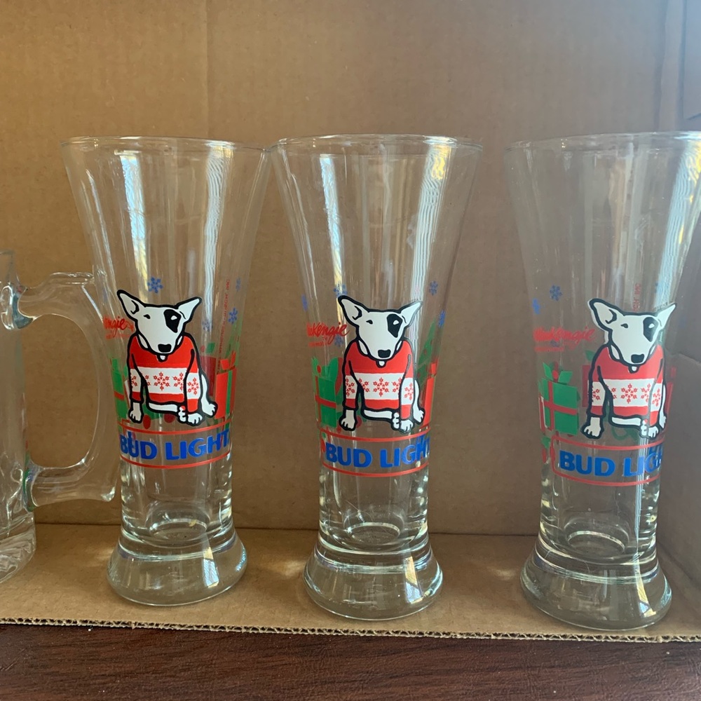 Spuds Mackenzie Christmas Pilsner Glasses